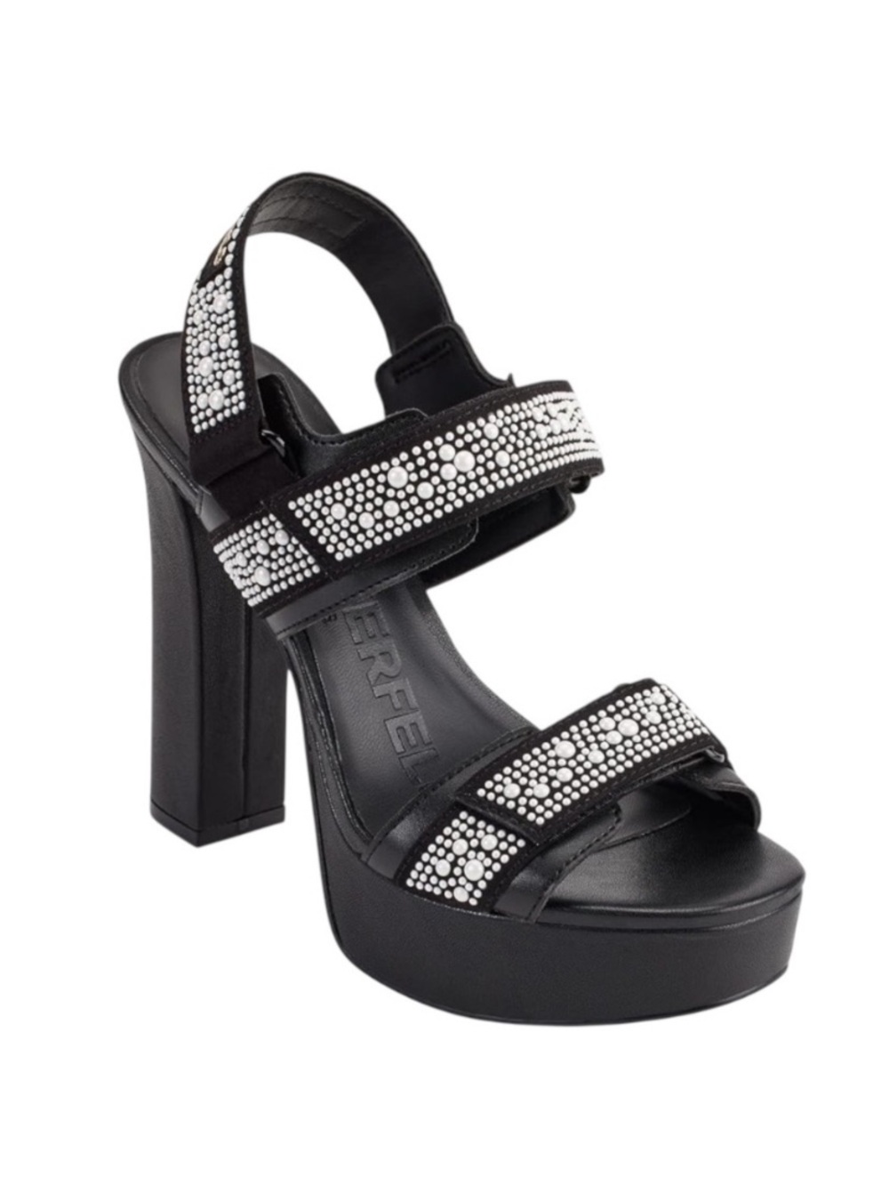Karl Lagerfeld Paris Pearl Embellished Platform Block Heels Women’s Size 7